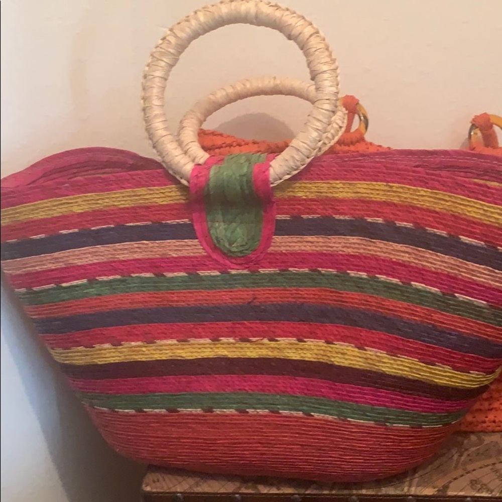 Straw colorful bag